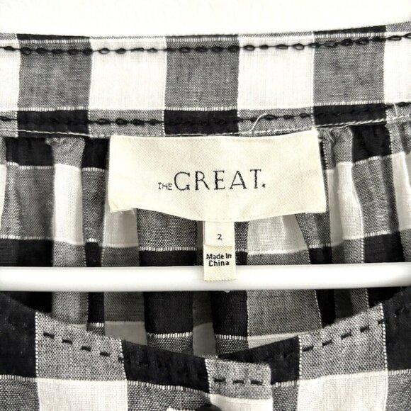 THE GREAT. Black and White Checkered Blouse - Picture 4 of 10